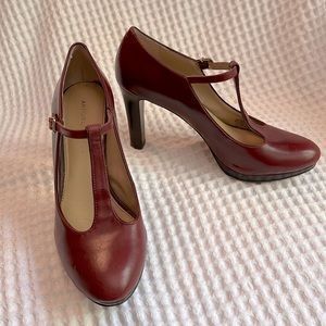Antonio Melani, Dark red (burgundy), T-Strap, 3.5 inch heel